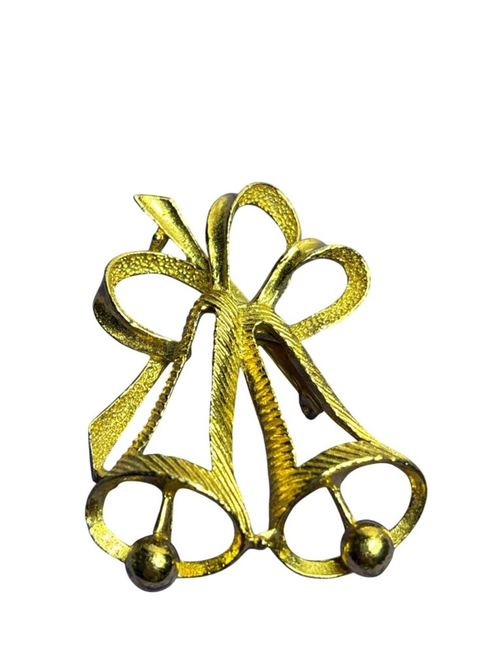 Vintage Gerry;s Goldtone Christmas Bells Brooch Pin 2.25 inches
